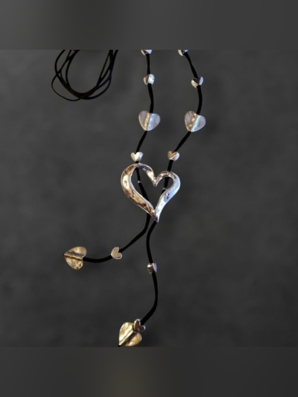 Silver Grunge Heart Pendant Necklace